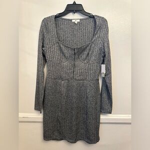 BP.  Corset Long Sleeve Knit Dress Spacedye Size Medium NEW